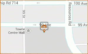 towne centre furniture & appliances map thumbnail, 9845 99 AVE  Grande Prairie AB T8V0R3